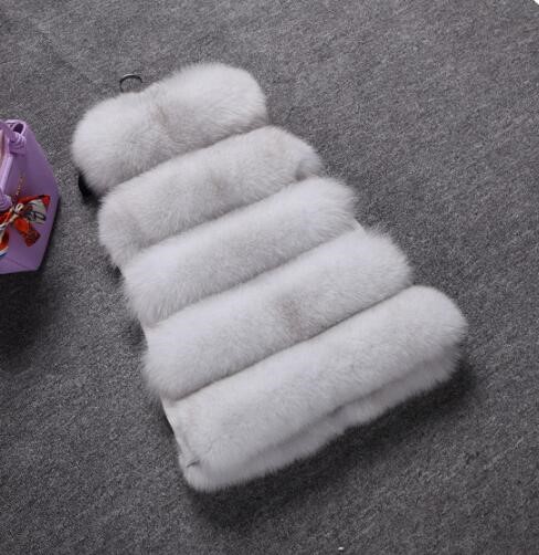 Good Furry Faux Fox Fur Vest Fashion Women Overcoat - White