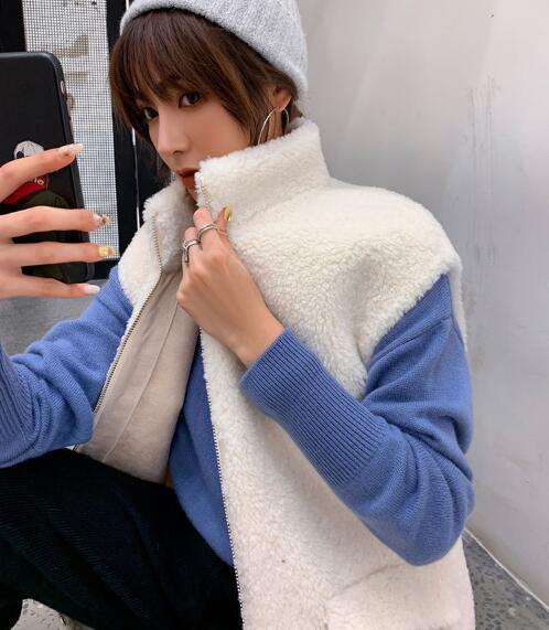 Good Furry Faux Lamb Fur Vest Fashion Women Overcoat - White