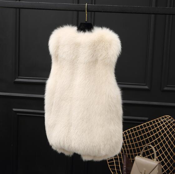 Good Warm Temperament Real Fox Fur Vest Women Overcoat - White