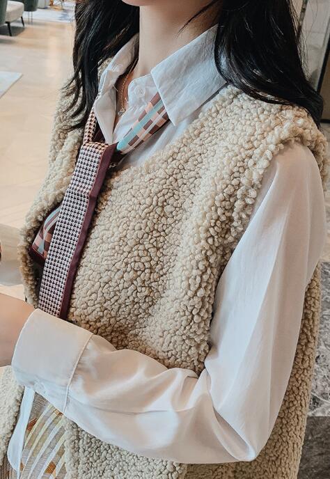 High Quality Winter Long Faux Lamb Fur Vest Fashion Women Overcoat - Khaki