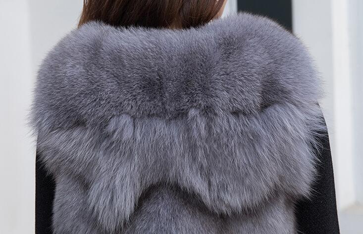 Luxury Winter Super Real Fox Fur Vests Fashion Women Overcoat - Gray