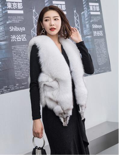 Luxury Winter Super Real Fox Fur Vest Fashion Women Overcoat - White