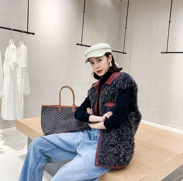Luxury Winter Super Real Lamb Fur Vest Women Overcoat - Black