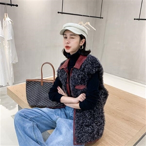 Luxury Winter Super Real Lamb Fur Vest Women Overcoat - Black
