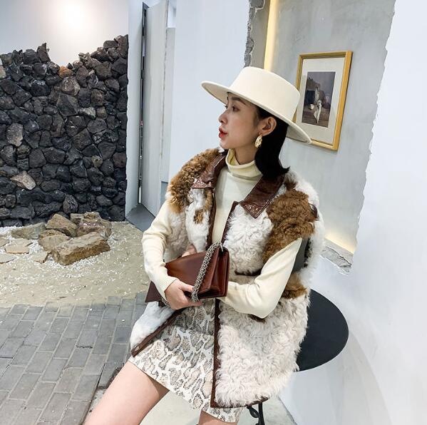 Luxury Winter Super Real Lamb Fur Vest Women Overcoat - White
