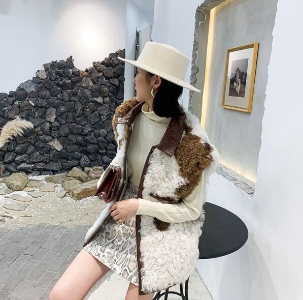Luxury Winter Super Real Lamb Fur Vest Women Overcoat - White
