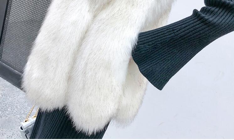 Mink Genuine Real Fox Fur Vest Fashion Women Medium-long With Belt Fur Waistcoat - White