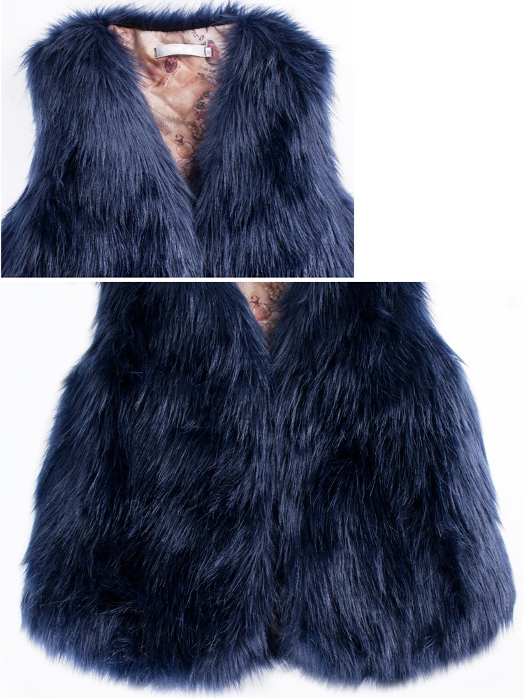 Pretty Cute Elegant Faux Fox Fur Vest Fashion Women Overcoat - Brown