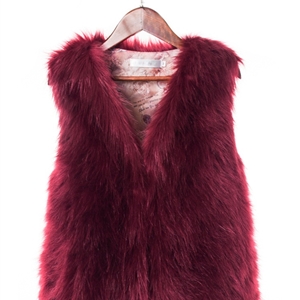 Pretty Cute Elegant Faux Fox Fur Vest Fashion Women Overcoat - Red 01