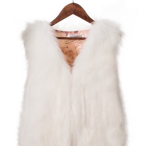 Pretty Cute Elegant Faux Fox Fur Vest Fashion Women Overcoat - White