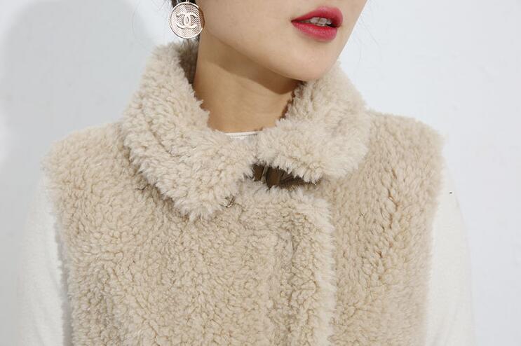 Pretty Winter Elegant Faux Lamb Fur Vest Fashion Women Overcoat - Red