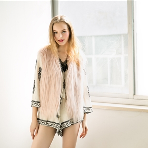 Pretty Winter Elegant Faux lady Fur Vest Fashion Women Waistcoat - Pink