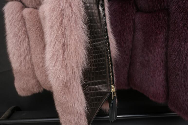Splicing Long Furry Faux Fox Fur Vest Fashion Women Overcoat - Silvery