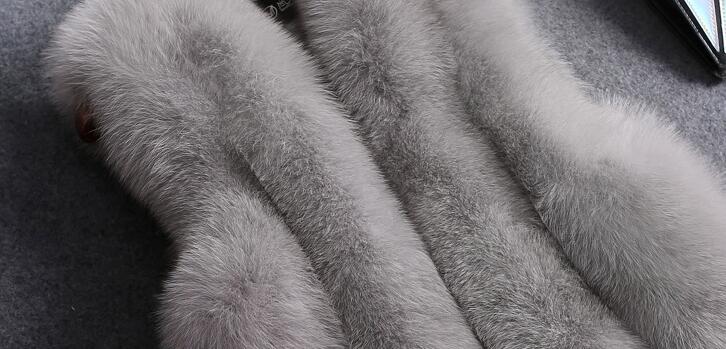 Thick Furry Faux Fox Fur Vest Fashion Women Overcoat - Black