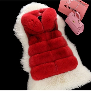 Unique Cute Elegant Faux Fox Fur Vest Fashion Women Overcoat - Red