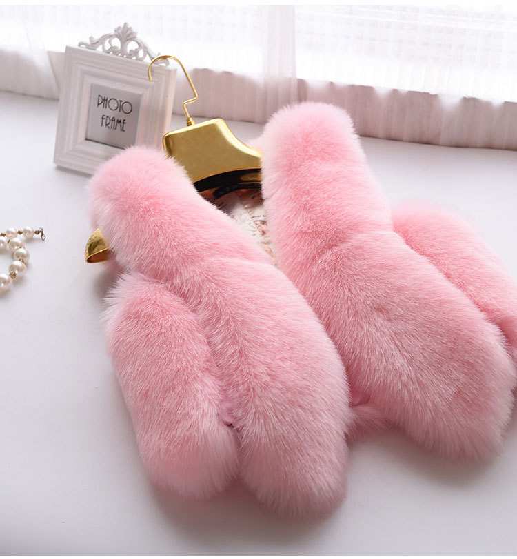 Unique Good Warm Faux Fox Fur Vests Fashion Women Waistcoat - Pink