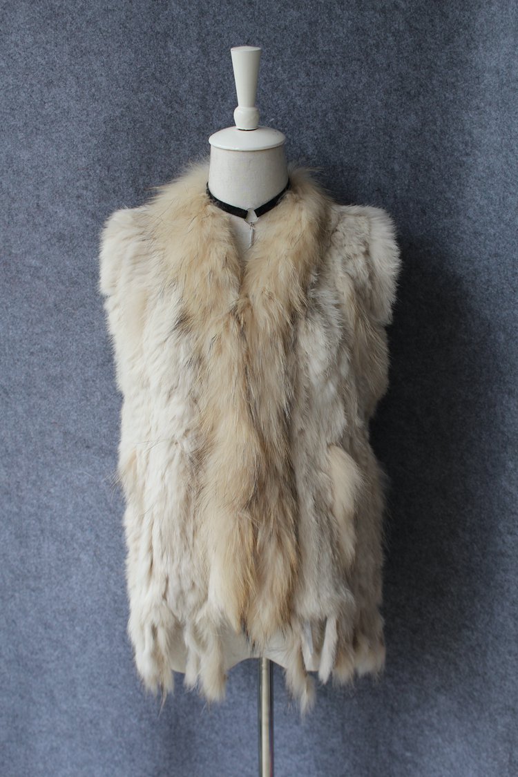 Unique Winter Elegant Faux Rabbit Fur Vest Fashion Women Waistcoat - Beige