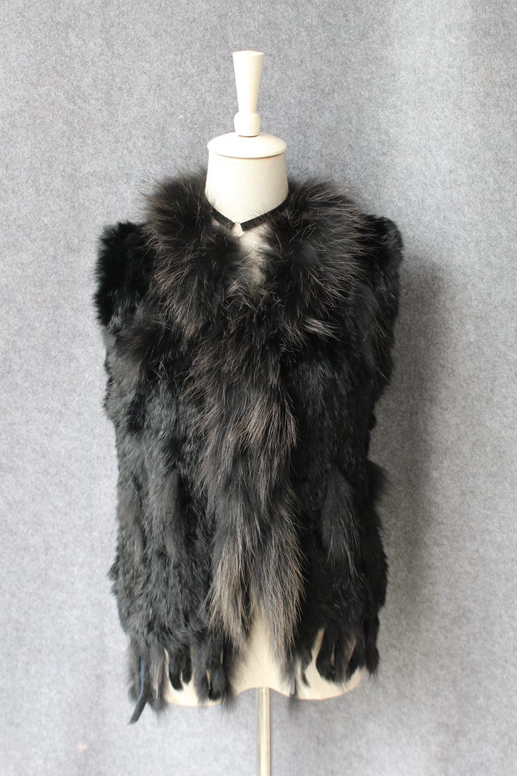 Unique Winter Elegant Faux Rabbit Fur Vest Fashion Women Waistcoat - Black