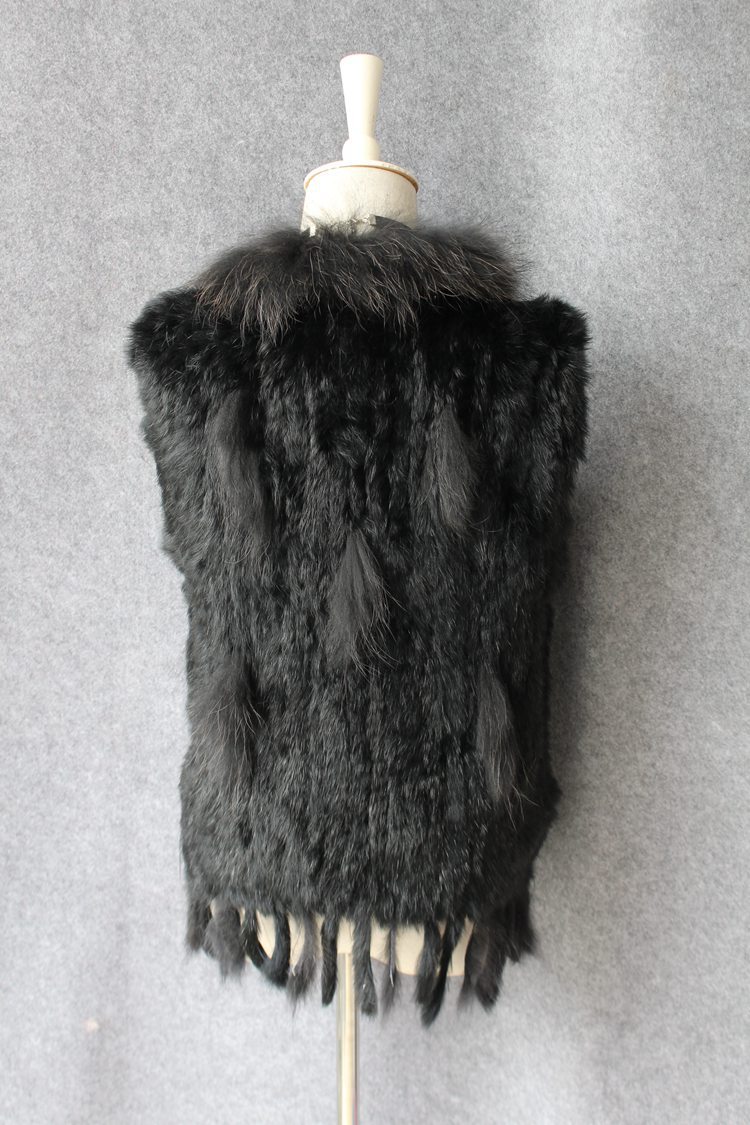 Unique Winter Elegant Faux Rabbit Fur Vest Fashion Women Waistcoat - Black