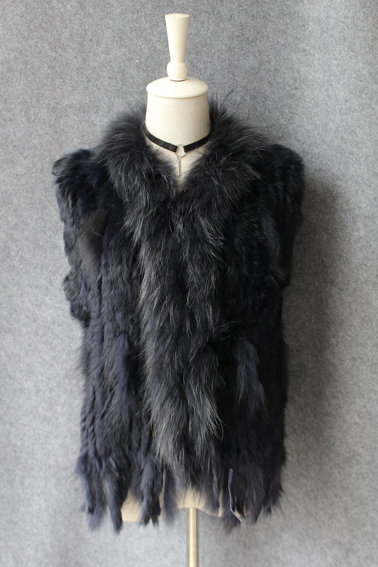 Unique Winter Elegant Faux Rabbit Fur Vest Fashion Women Waistcoat - Blue 01