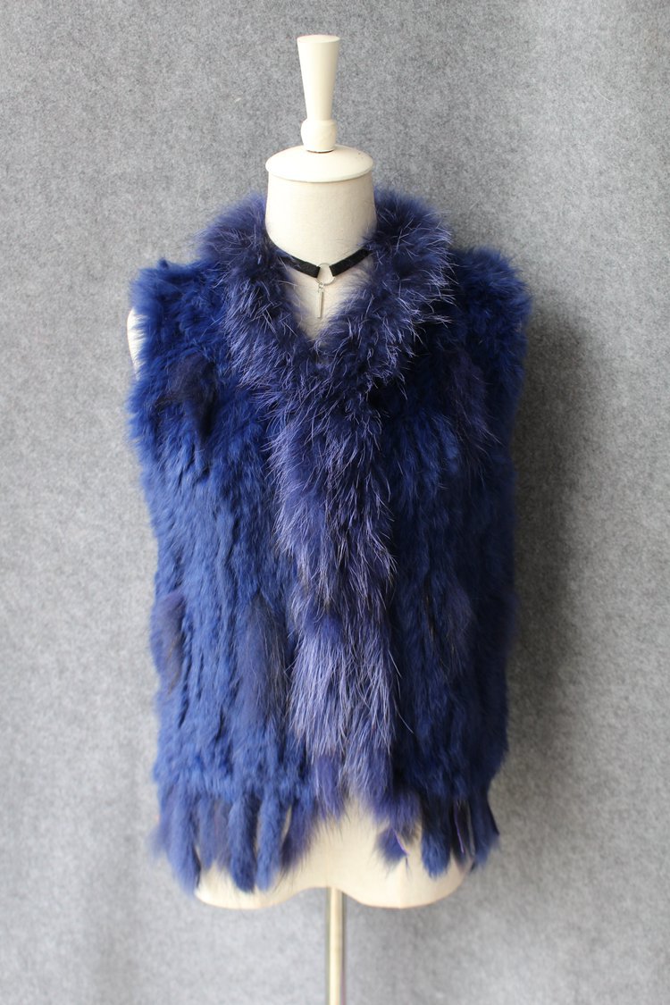 Unique Winter Elegant Faux Rabbit Fur Vest Fashion Women Waistcoat - Blue