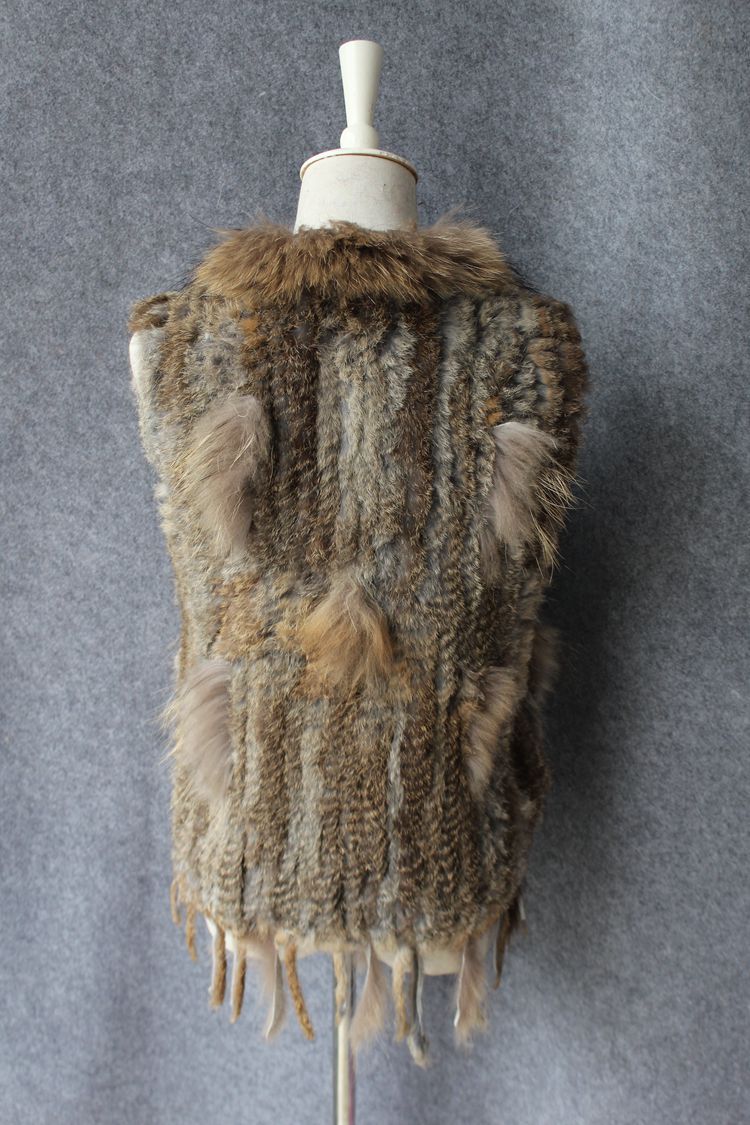 Unique Winter Elegant Faux Rabbit Fur Vest Fashion Women Waistcoat - Brown