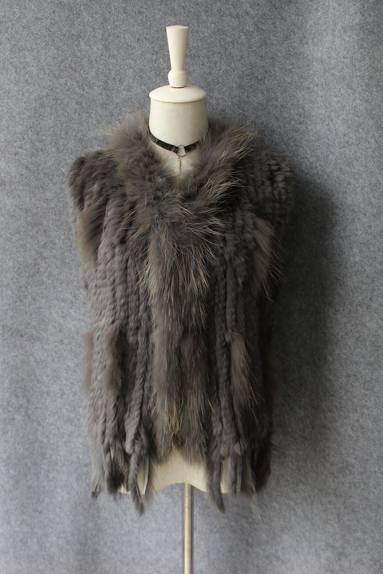 Unique Winter Elegant Faux Rabbit Fur Vest Fashion Women Waistcoat - Gray 01
