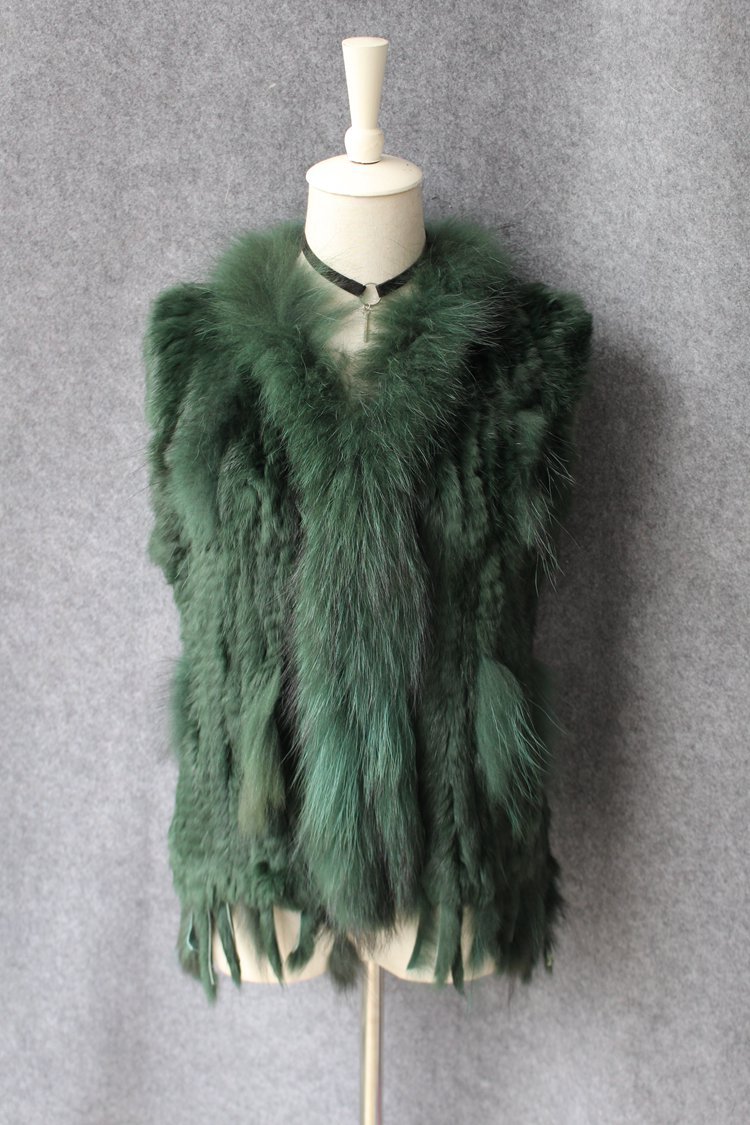 Unique Winter Elegant Faux Rabbit Fur Vest Fashion Women Waistcoat - Green