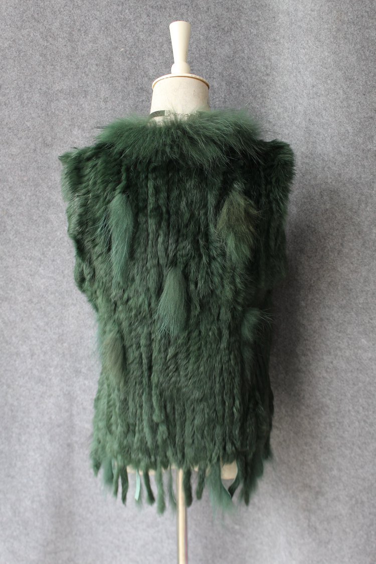 Unique Winter Elegant Faux Rabbit Fur Vest Fashion Women Waistcoat - Green