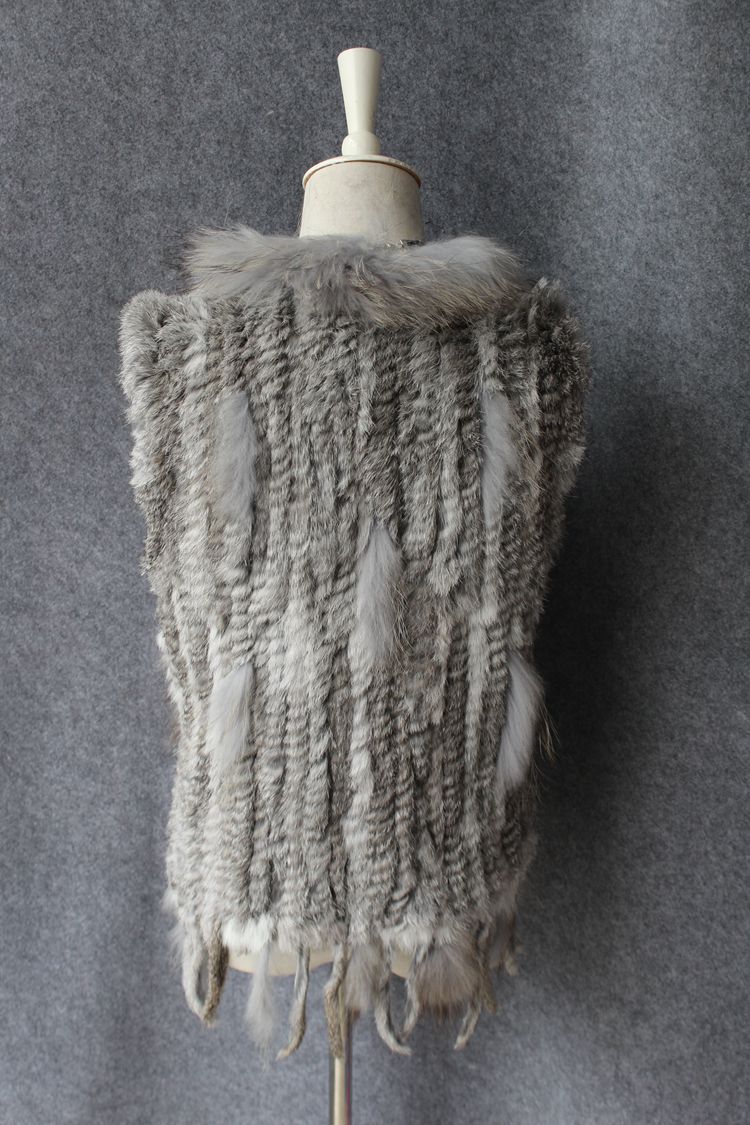 Unique Winter Elegant Faux Rabbit Fur Vest Fashion Women Waistcoat - Grey