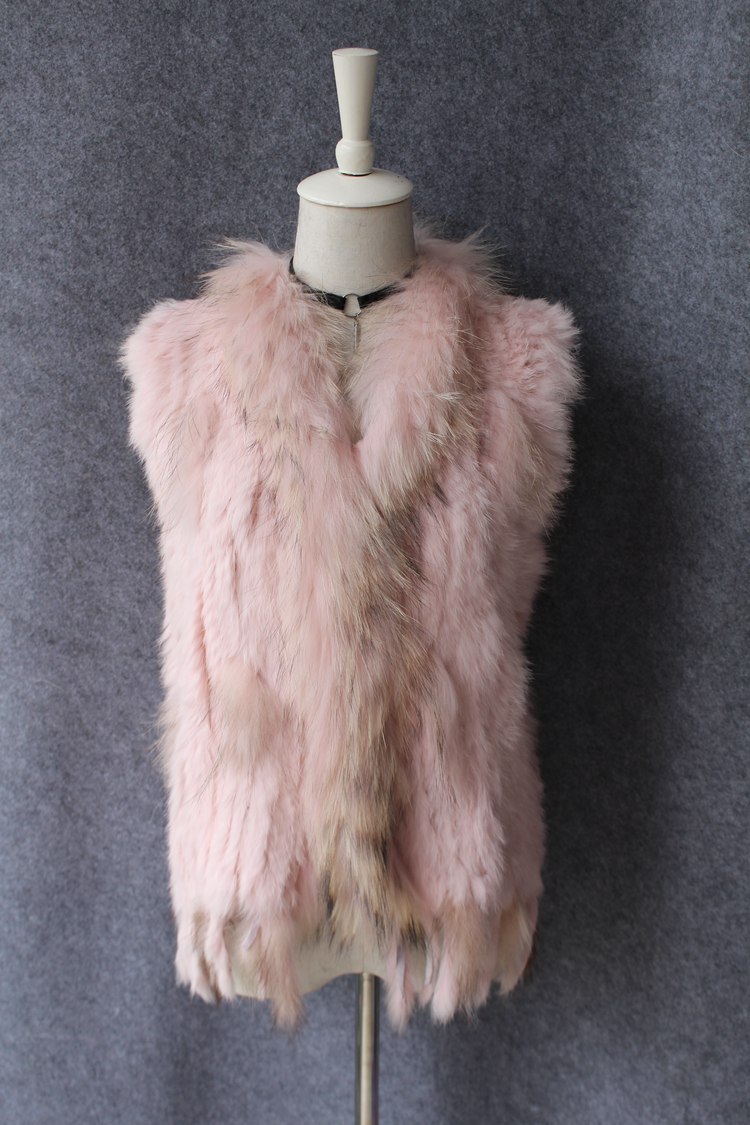 Unique Winter Elegant Faux Rabbit Fur Vest Fashion Women Waistcoat - Pink