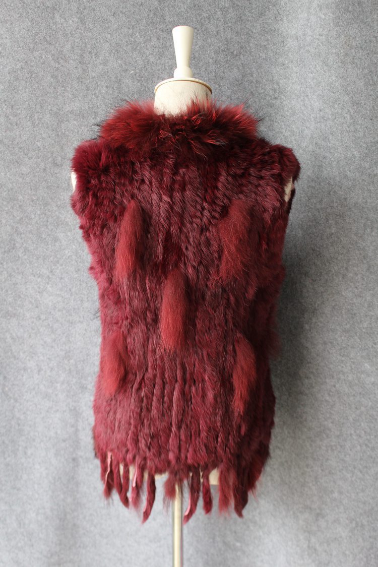 Unique Winter Elegant Faux Rabbit Fur Vest Fashion Women Waistcoat - Red 01