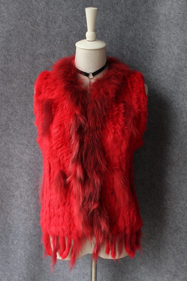 Unique Winter Elegant Faux Rabbit Fur Vest Fashion Women Waistcoat - Red