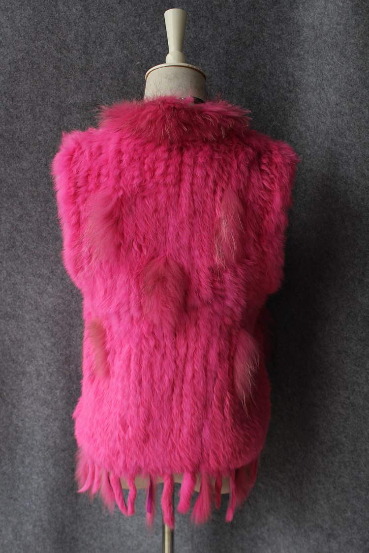 Unique Winter Elegant Faux Rabbit Fur Vest Fashion Women Waistcoat - Rose