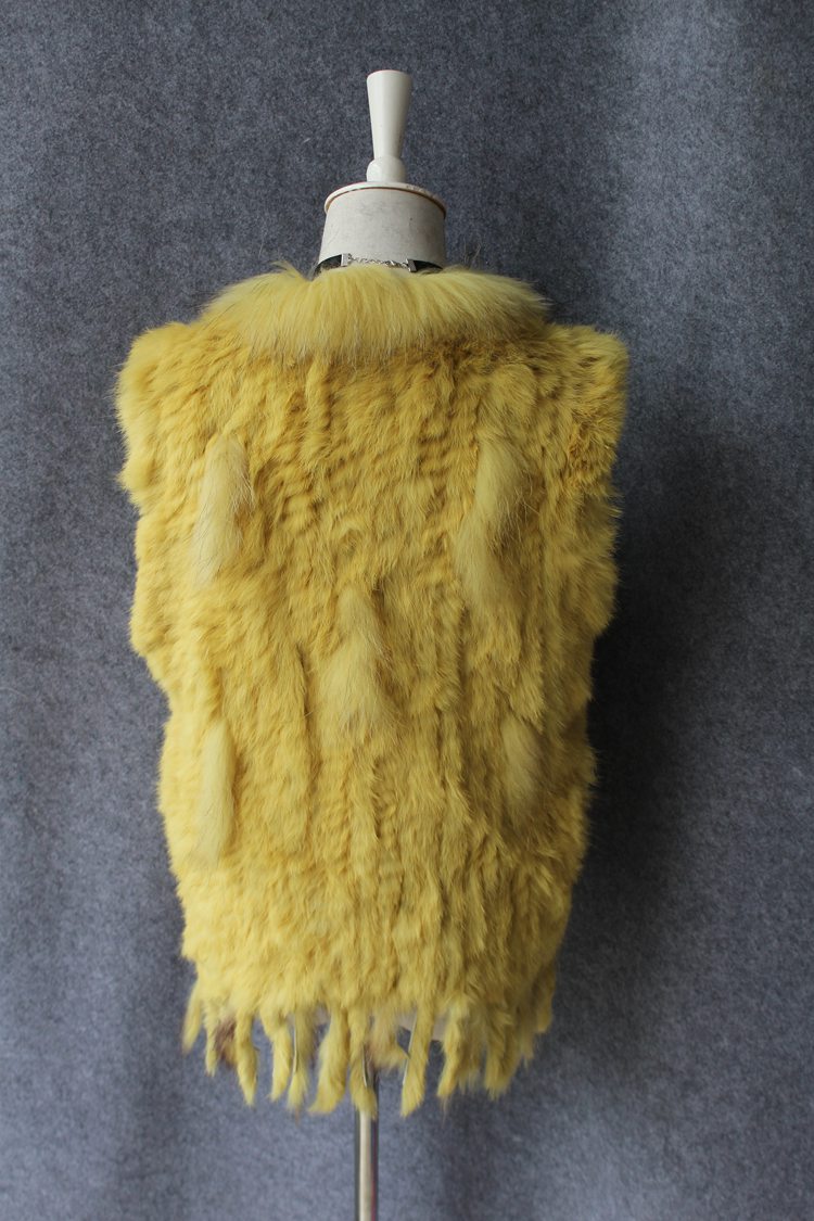 Unique Winter Elegant Faux Rabbit Fur Vest Fashion Women Waistcoat - Yellow