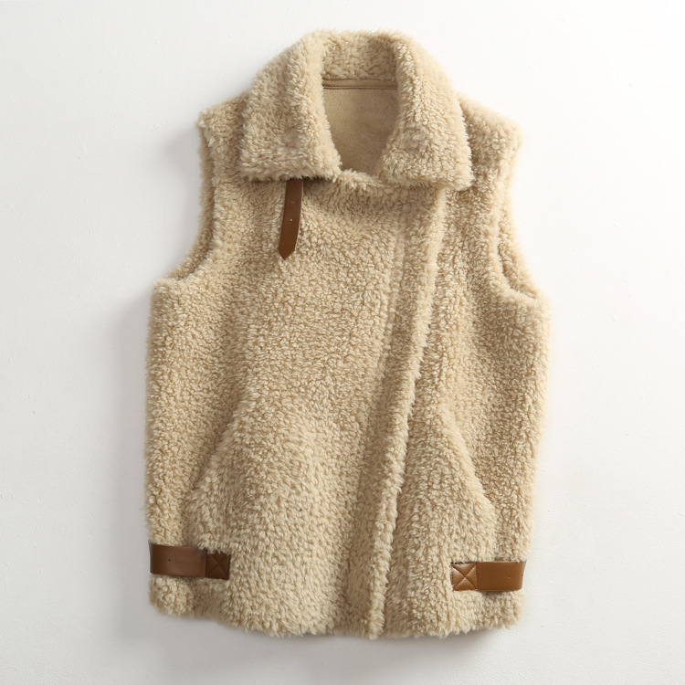 Unique Winter Elegant Faux Suede Fur Vest Fashion Women Waistcoat - Khaki