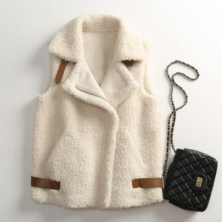 Unique Winter Elegant Faux Suede Fur Vest Fashion Women Waistcoat - White