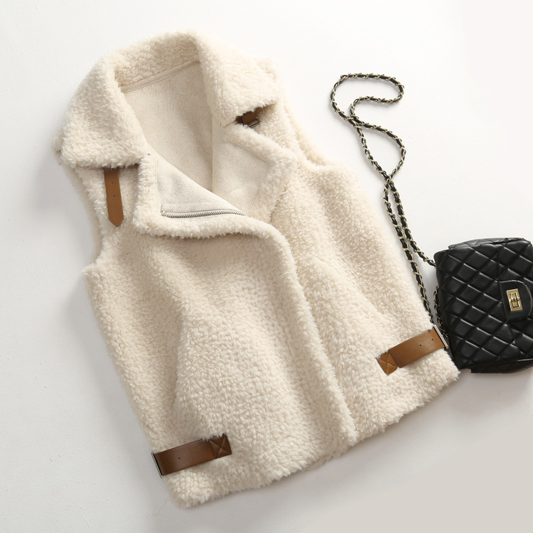 Unique Winter Elegant Faux Suede Fur Vest Fashion Women Waistcoat - White