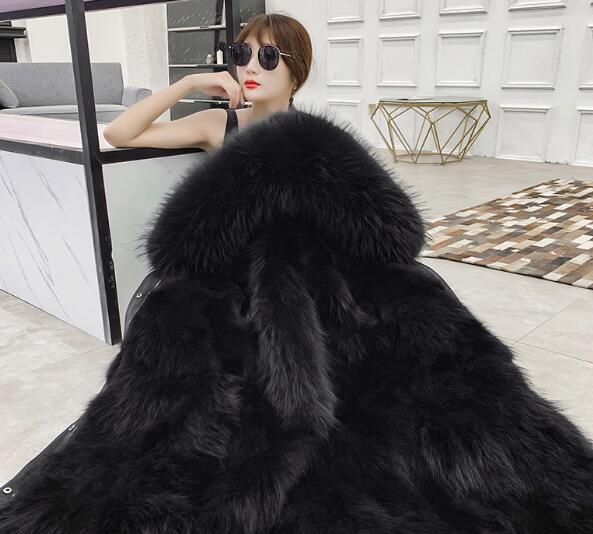 Warm Real Raccoon Fur Overcoat Fashion Women Coat - Green 01