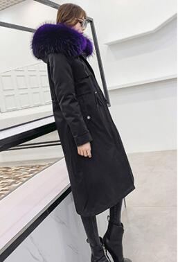 Warm Real Raccoon Fur Overcoat Fashion Women Coat - Purple 01