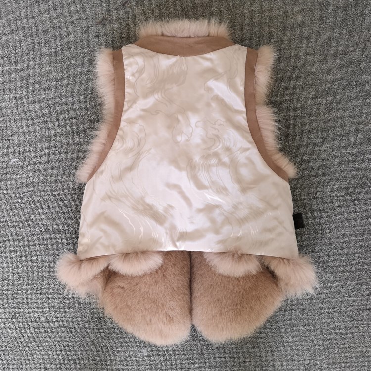 Wholesale Furry Real Fox Fur Vest Fashion Women Overcoat - Pink