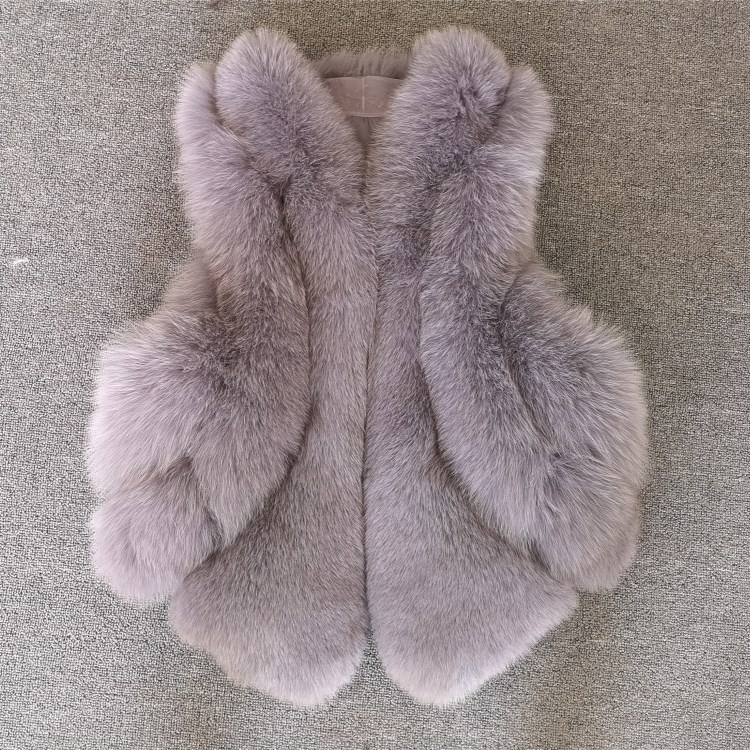 Wholesale Furry Real Fox Fur Vest Fashion Women Overcoat - Purple