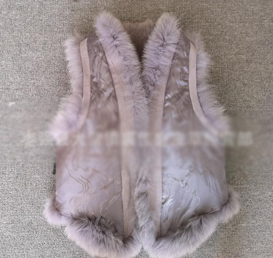 Wholesale Furry Real Fox Fur Vest Fashion Women Overcoat - Purple