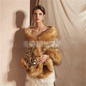 Wholesale Warm Faux Fox Fur Overcoat Fashion Women Coat - Leopard