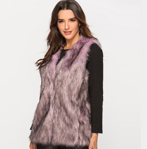 Wholesale Winter Elegant Faux Fur Vest Fashion Women Waistcoat - Purple