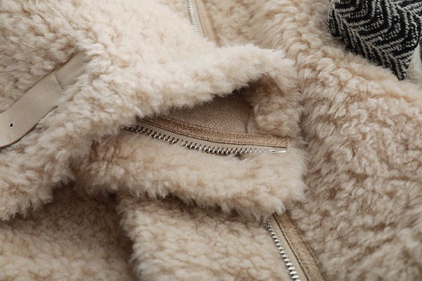 Winter Super Real Lamb Fur Vest Women Overcoat - Khaki