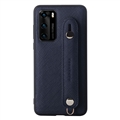Holder Real Cowhide Leather Back Cases Wrist Covers For Huawei P40/P40 Pro/P40 Pro+ - Blue