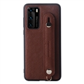 Holder Real Cowhide Leather Back Cases Wrist Covers For Huawei P40/P40 Pro/P40 Pro+ - Brown