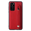 Holder Real Cowhide Leather Back Cases Wrist Covers For Huawei P40/P40 Pro/P40 Pro+ - Red