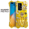 Unique Back Housing Silicone Covers Metal Hard Shell Ultrathin Cases For Huawei P40/P40 Pro/P40 Pro+ - Gold Gear